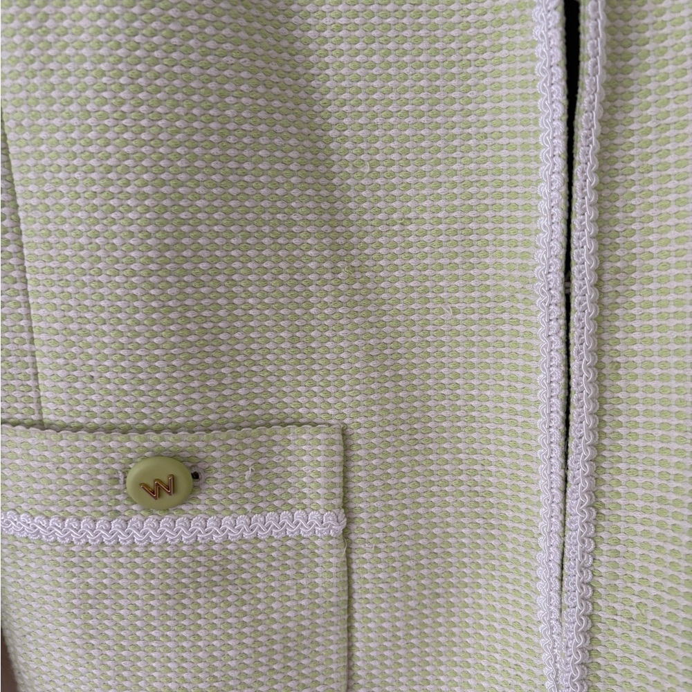 Worth New York Woven Green and White Clasp Blazer Jacket Size 8 - Picture 5 of 8